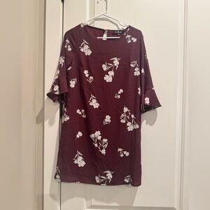 Lulu's Burgundy Dress with Floral Accents